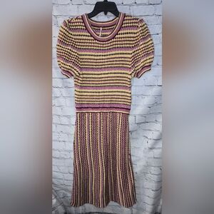 Free‎ People Striped Cotton Blend Shimmer Sweater Dress Size Large